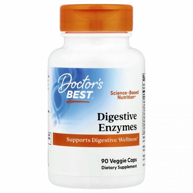 Doctor's Best, пищеварительные ферменты, 90 вегетарианских капсул