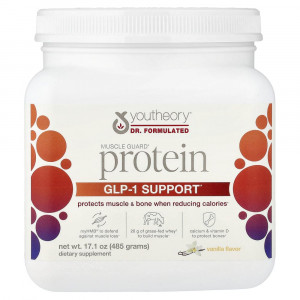 Youtheory, Muscle Guard Protein, GLP-1 Support, Vanilla, 17.1 oz (485 g)