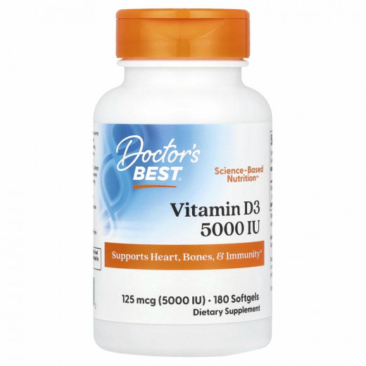 Doctor's Best, витамин D3, 125 мкг (5 000 МЕ), 180 капсул &mdash; 