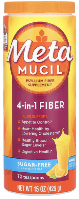 Metamucil, 4-в-1 клетчатка, со вкусом апельсина, 425 г (15 унций)