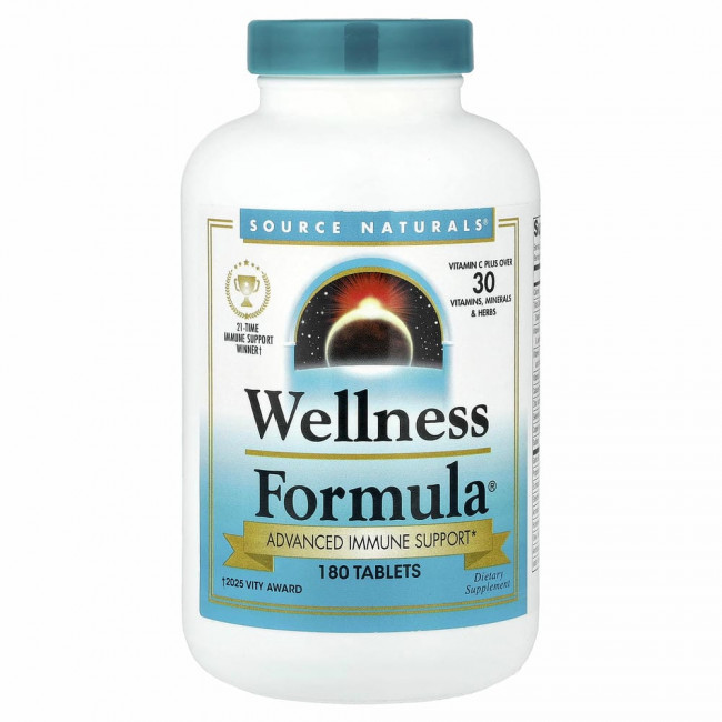 Source Naturals, Wellness Formula, ежедневная иммунная поддержка, 180 таблеток Source Naturals, Wellness Formula, ежедневная иммунная поддержка, 180 таблеток