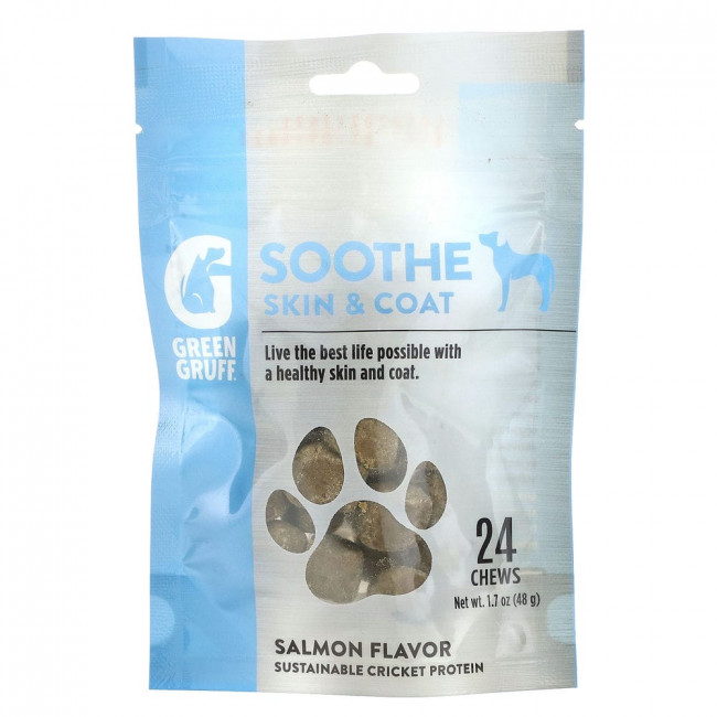 Green Gruff, Soothe Skin & Coat, Salmon, 24 Chews, 1.7 oz (48 g)