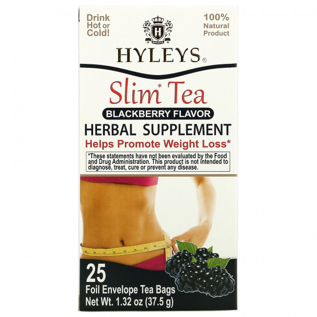 Hyleys Tea, Slim Tea, ежевика, чайные пакетики в фольгированных пакетиках, 37,5 г (1,32 унции) Hyleys Tea, Slim Tea, ежевика, чайные пакетики в фольгированных пакетиках, 37,5 г (1,32 унции)
