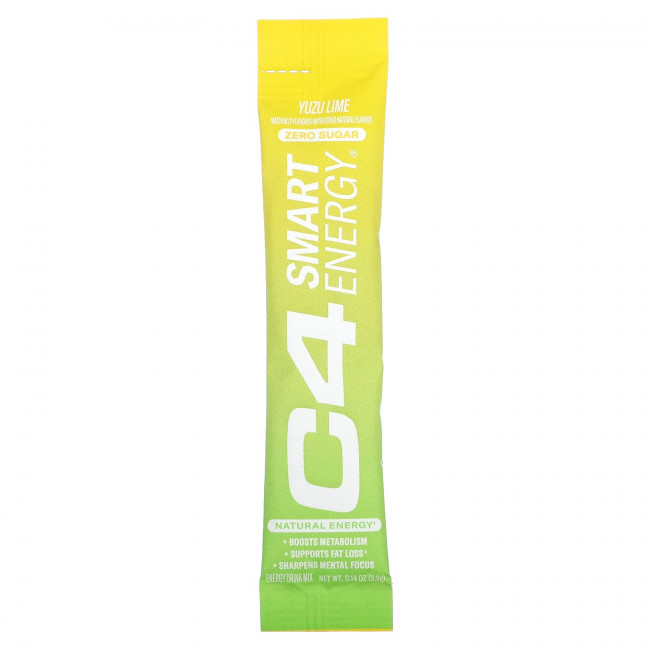 Cellucor, Смесь для энергетических напитков C4 Smart, лайм юдзу, 14 стиков по 3,9 г (0,14 унции) Cellucor, Смесь для энергетических напитков C4 Smart, лайм юдзу, 14 стиков по 3,9 г (0,14 унции)