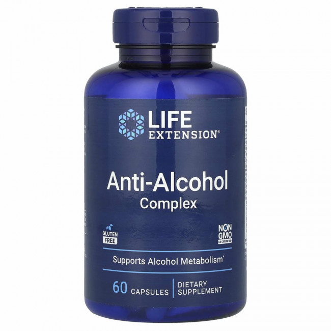 Life Extension, комплекс, нейтрализующий вредное воздействие алкоголя, 60 капсул Life Extension, комплекс, нейтрализующий вредное воздействие алкоголя, 60 капсул