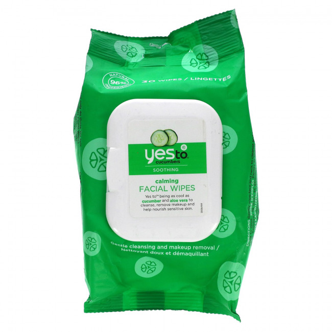 Yes To, Успокаивающие салфетки для лица, огурцы, 30 салфеток Yes To, Успокаивающие салфетки для лица, огурцы, 30 салфеток