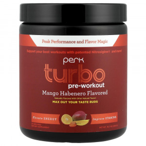 Предтренировочный комплекс Perk Energy Turbo со вкусом манго и хабанеро, 300 г (10,7 унций)