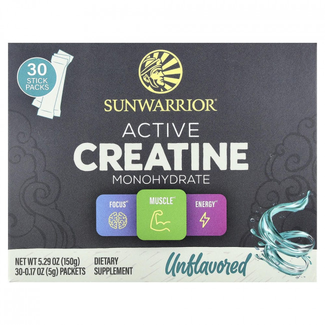 Sunwarrior, активный моногидрат креатина, без вкуса, 30 пакетиков, по 5 г каждый. Sunwarrior, активный моногидрат креатина, без вкуса, 30 пакетиков, по 5 г каждый.