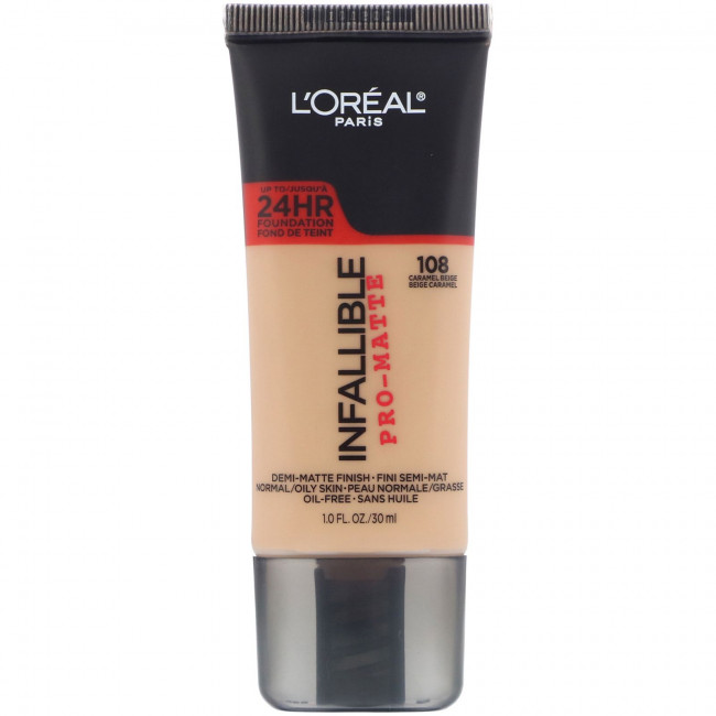 L'Oreal, Тональная основа Infallible Pro-Matte, оттенок карамельный бежевый 108, 30 мл L'Oreal, Тональная основа Infallible Pro-Matte, оттенок карамельный бежевый 108, 30 мл