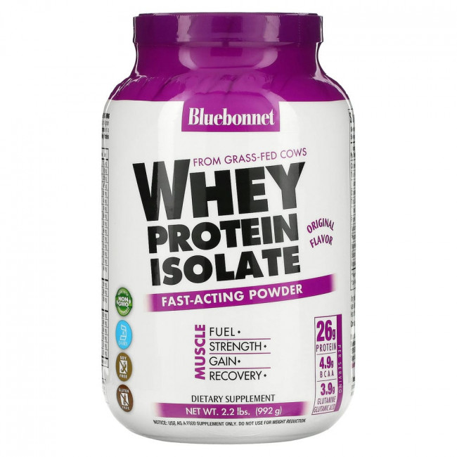 Bluebonnet Nutrition, 100 % натуральный изолят сывороточного белка, с натуральным оригинальным вкусом, 992 г (2,2 фунта) Bluebonnet Nutrition, 100 % натуральный изолят сывороточного белка, с натуральным оригинальным вкусом, 992 г (2,2 фунта)