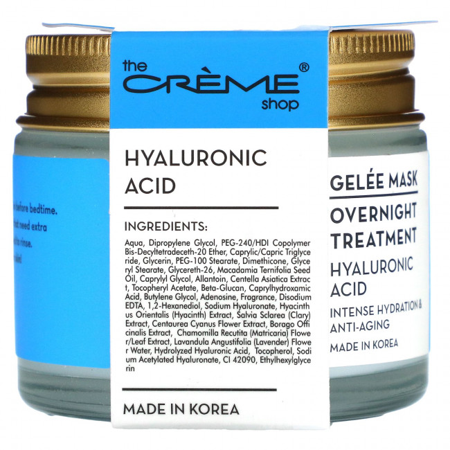 The Creme Shop, гелевая косметическая маска, ночной уход, гиалуроновая кислота, 70 мл (2,36 унции)