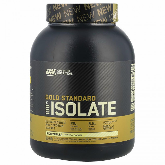 Optimum Nutrition, Gold Standard, 100% изолят, со вкусом ванили, 1,32 кг (2,91 фунта)