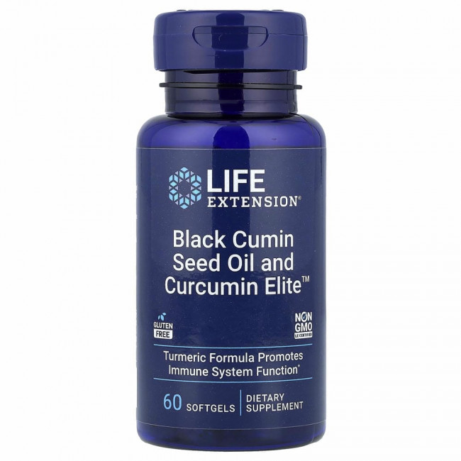 Life Extension, масло из семян черного тмина с Curcumin Elite, 60 капсул Life Extension, масло из семян черного тмина с Curcumin Elite, 60 капсул