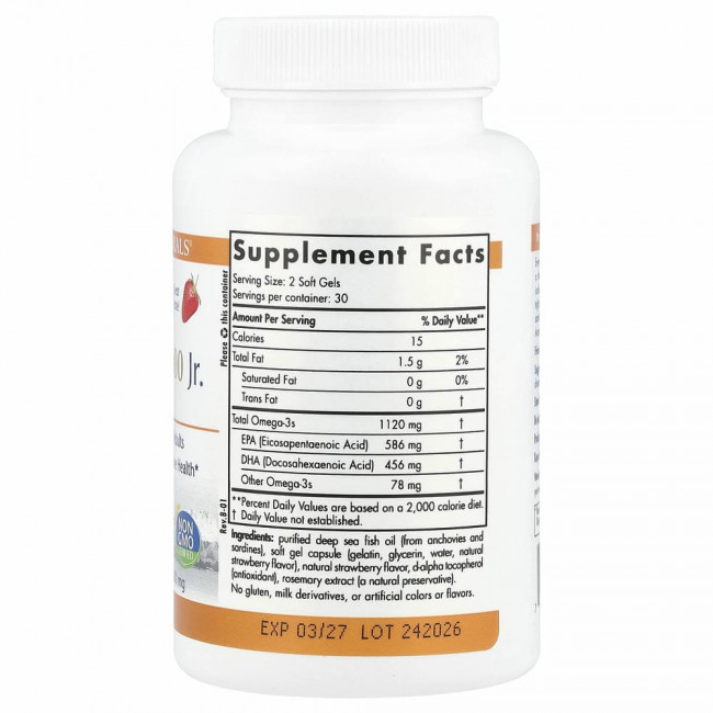 Nordic Naturals, Детская добавка ProOmega 2000, со вкусом клубники, 650 мг, 60 мягких желатиновых капсул