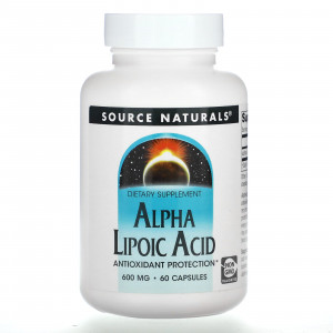 Source Naturals, Альфа-липоевая кислота, 600 мг, 60 капсул Source Naturals, Альфа-липоевая кислота, 600 мг, 60 капсул