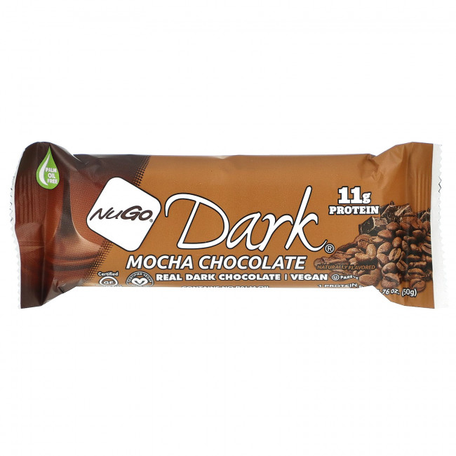 NuGo Nutrition, NuGo Dark, белковые батончики, мокка-шоколад, 12 батончиков, весом 50 г (1,76 унции) каждый