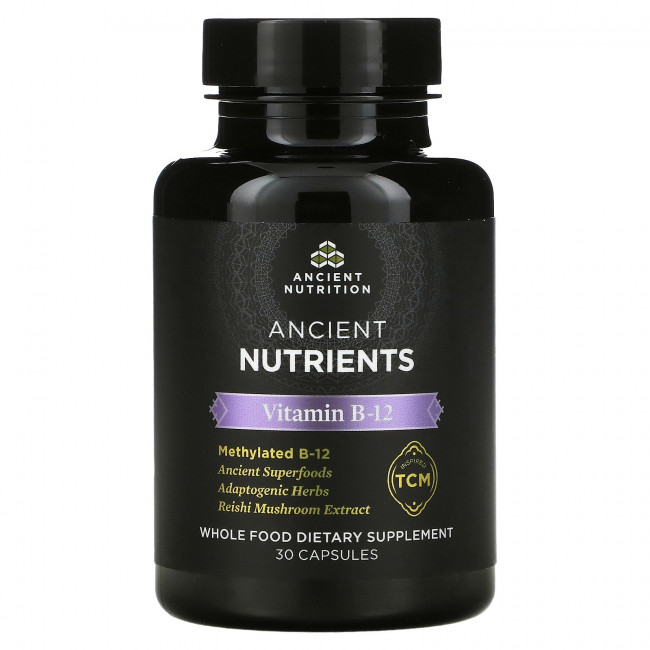 Dr. Axe / Ancient Nutrition, Витамин B12, 30 капсул