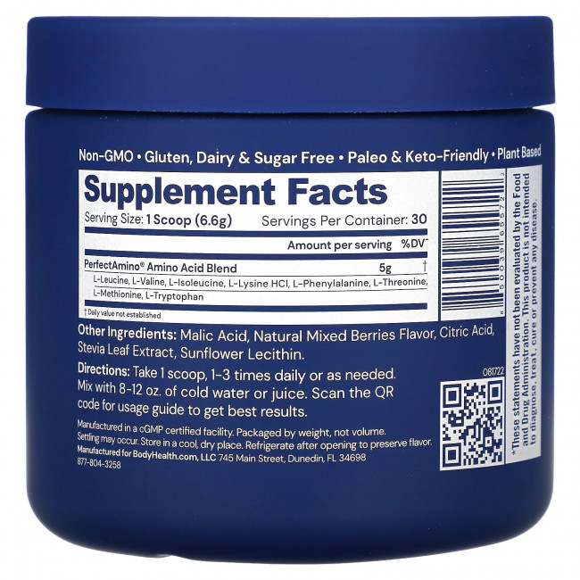 BodyHealth, Perfect Amino, ягодное ассорти, 198 г (7 унций) BodyHealth, Perfect Amino, ягодное ассорти, 198 г (7 унций)