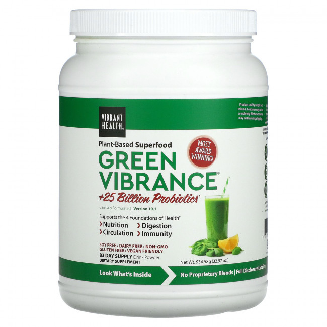 Vibrant Health, Green Vibrance +25 млрд пробиотиков, версия 18.0, 913 г (32,21 унции) Vibrant Health, Green Vibrance +25 млрд пробиотиков, версия 18.0, 913 г (32,21 унции)