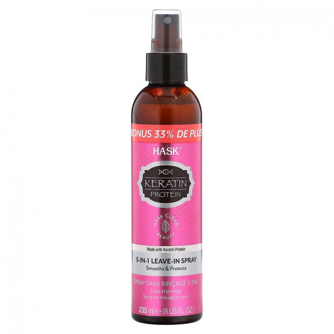 Hask Beauty, Keratin Protein, несмываемый спрей 5 в 1, 235 мл (8 жидк. Унций)
