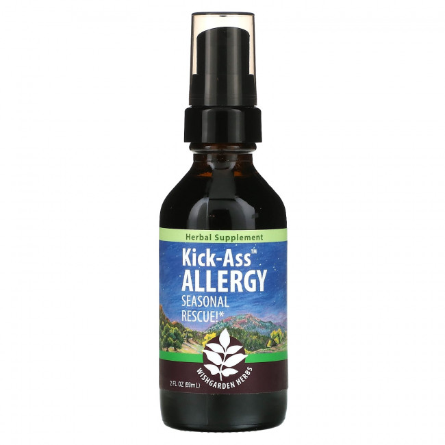 WishGarden Herbs, Kick-Ass Allergy, сезонное средство от аллергии !, 59 мл (2 жидк. Унции) WishGarden Herbs, Kick-Ass Allergy, сезонное средство от аллергии !, 59 мл (2 жидк. Унции)