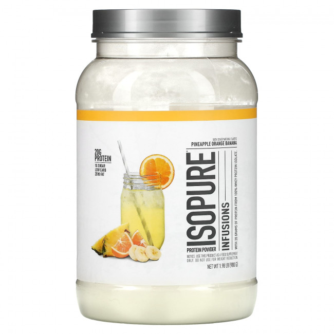 Isopure, Протеиновый порошок Infusions, ананас, апельсин и банан, 900 г (1,98 фунта) Isopure, Протеиновый порошок Infusions, ананас, апельсин и банан, 900 г (1,98 фунта)