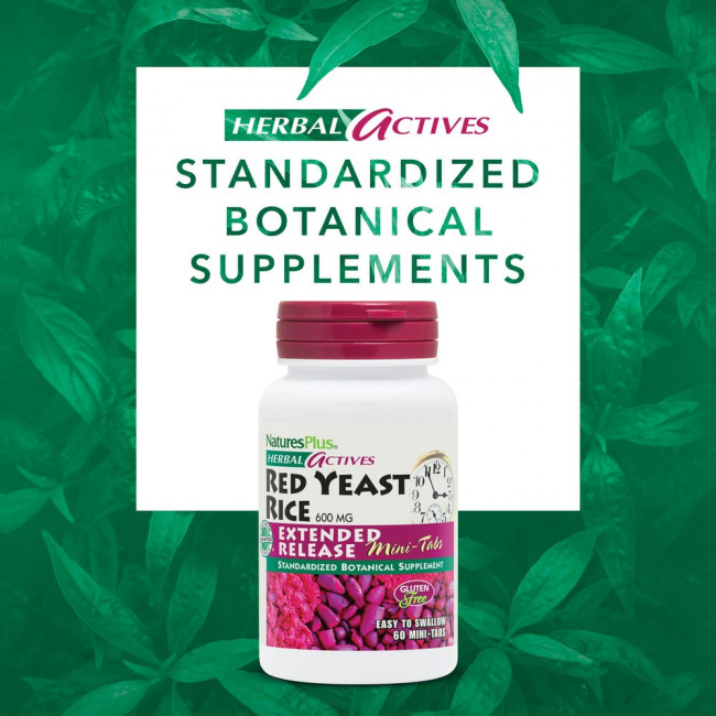 NaturesPlus, Herbal Actives, красный дрожжевой рис, 300 мг, 60 мини-таблеток NaturesPlus, Herbal Actives, красный дрожжевой рис, 300 мг, 60 мини-таблеток