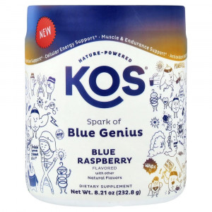 KOS, Spark of Blue Genius, Синяя малина, 8,21 унции (232,8 г)