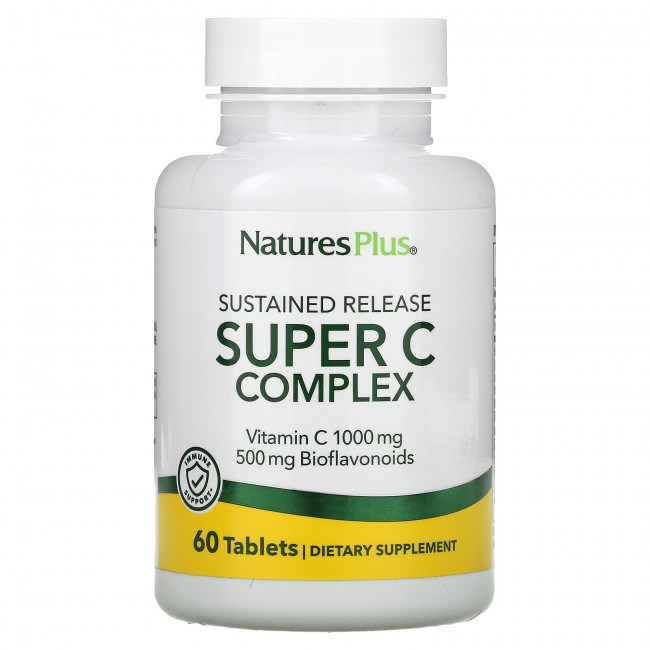 NaturesPlus, суперкомплекс с витамином C длительного высвобождения, 60 таблеток NaturesPlus, суперкомплекс с витамином C длительного высвобождения, 60 таблеток