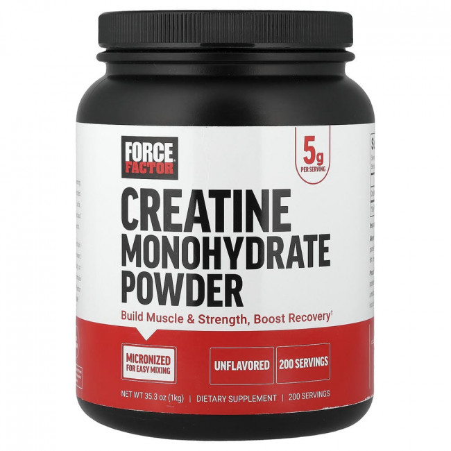 Force Factor, порошок креатина моногидрата, без вкусовых добавок, 35,3 унции (1 кг)
