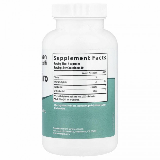 Fairhaven Health, мио-инозитол и D-хиро-инозитол, 120 капсул Fairhaven Health, мио-инозитол и D-хиро-инозитол, 120 капсул