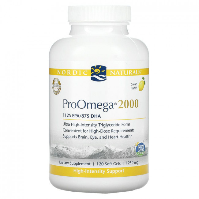 Nordic Naturals, ProOmega 2000, лимон, 1,250 мг, 120 мягких таблеток