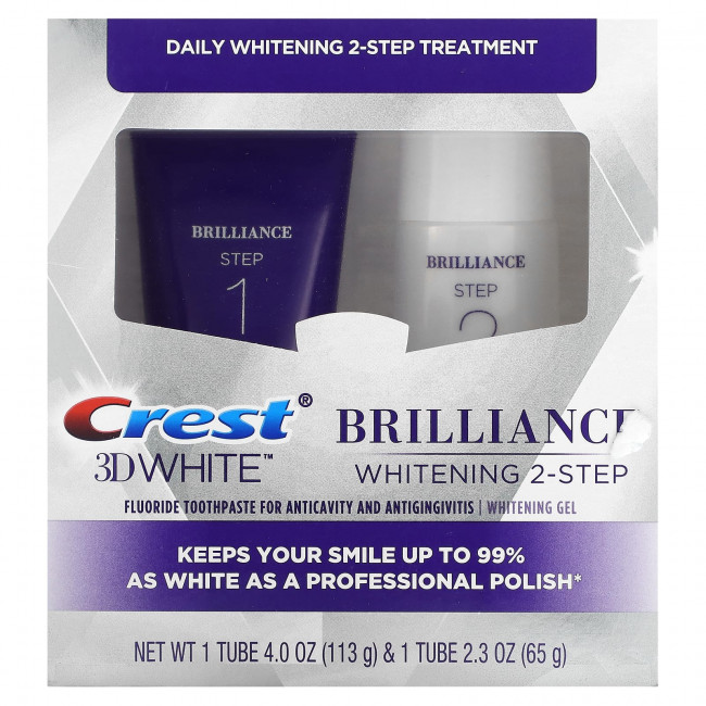 Crest, 3D White, ежедневное двухэтапное отбеливание, 1 набор Crest, 3D White, ежедневное двухэтапное отбеливание, 1 набор