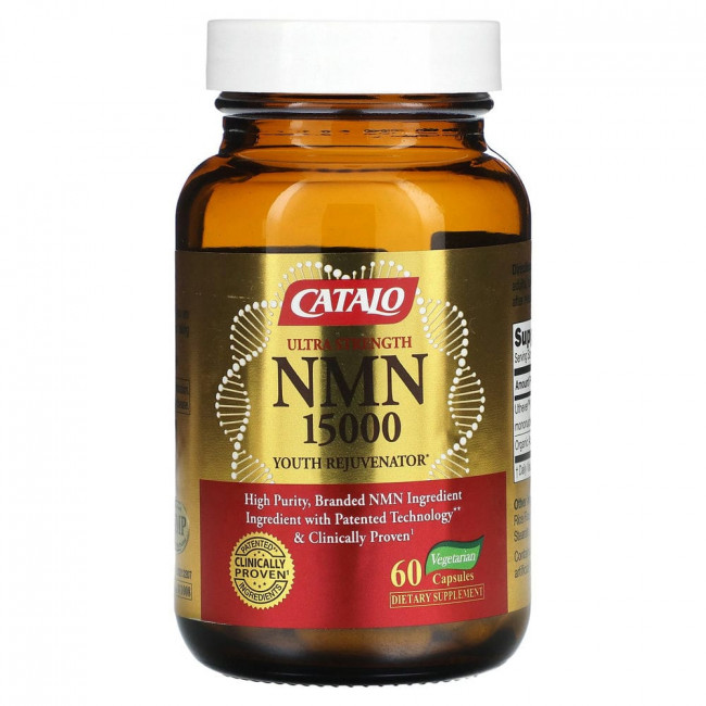 Catalo Naturals, Омолаживающее средство для молодости NMN 15000, 60 вегетарианских капсул