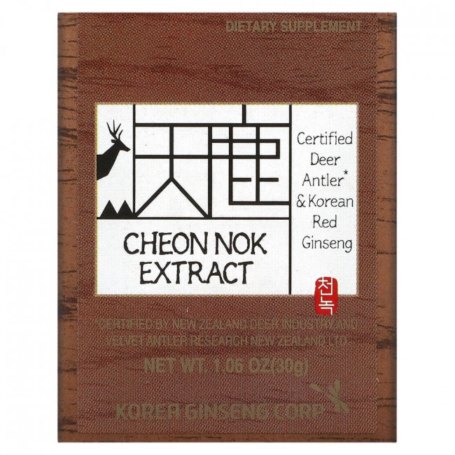 Cheong Kwan Jang, Экстракт чхон нока, корейский красный женьшень и рога оленя, 30 г (1,06 унции)