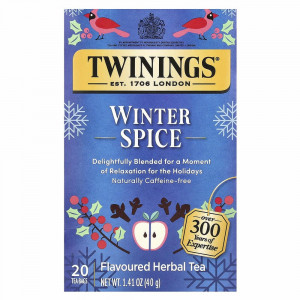 Twinings, Травяной чай, Winter Spice, без кофеина, 20 чайных пакетиков, 40 г (1,41 унции)