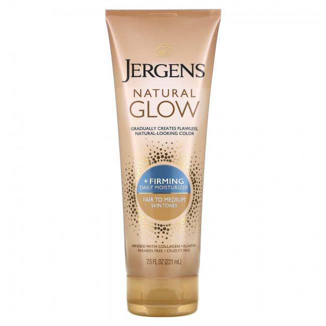 Jergens, Natural Glow, укрепляющее ежедневное увлажняющее средство, от умеренного до среднего, 221 мл (7,5 жидк. Унции)