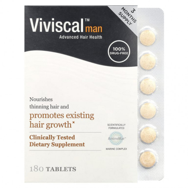 Viviscal, Для мужчин, улучшенное здоровье волос, 180 таблеток