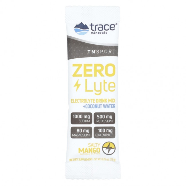 Trace Minerals ®, TM Sport, ZeroLyte, смесь для приготовления напитков с электролитами, соленый манго, 30 пакетиков по 7,3 г (0,26 унции) Trace Minerals ®, TM Sport, ZeroLyte, смесь для приготовления напитков с электролитами, соленый манго, 30 пакетиков по 7,3 г (0,26 унции)